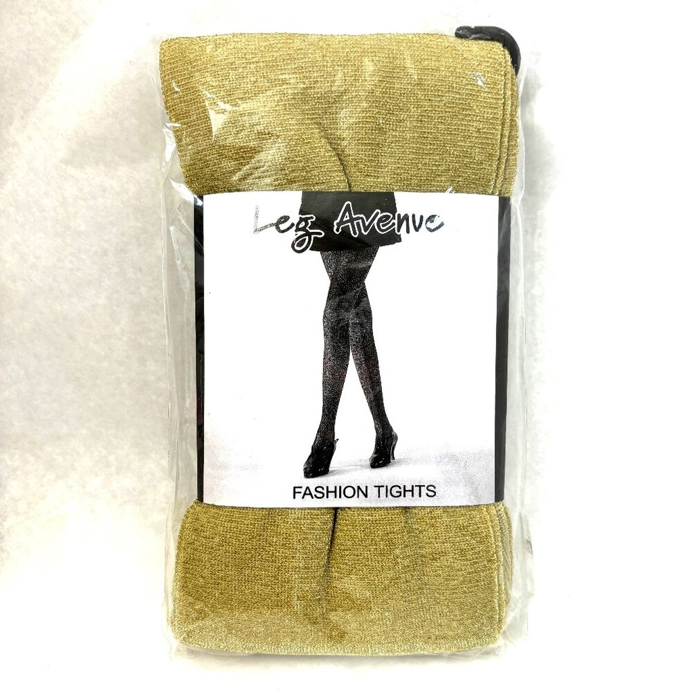 Leg Avenue Gold Sparkle Lurex Fashion Tights #7120 - Picture 3 of 9